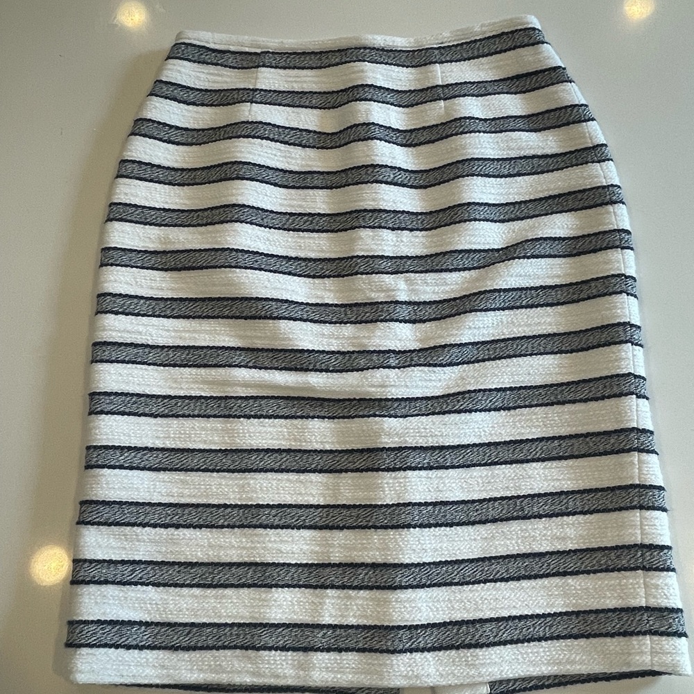Calvin Klein Striped Women's Pencil Skirt 100% Cotton Navy Blue and White Size 4